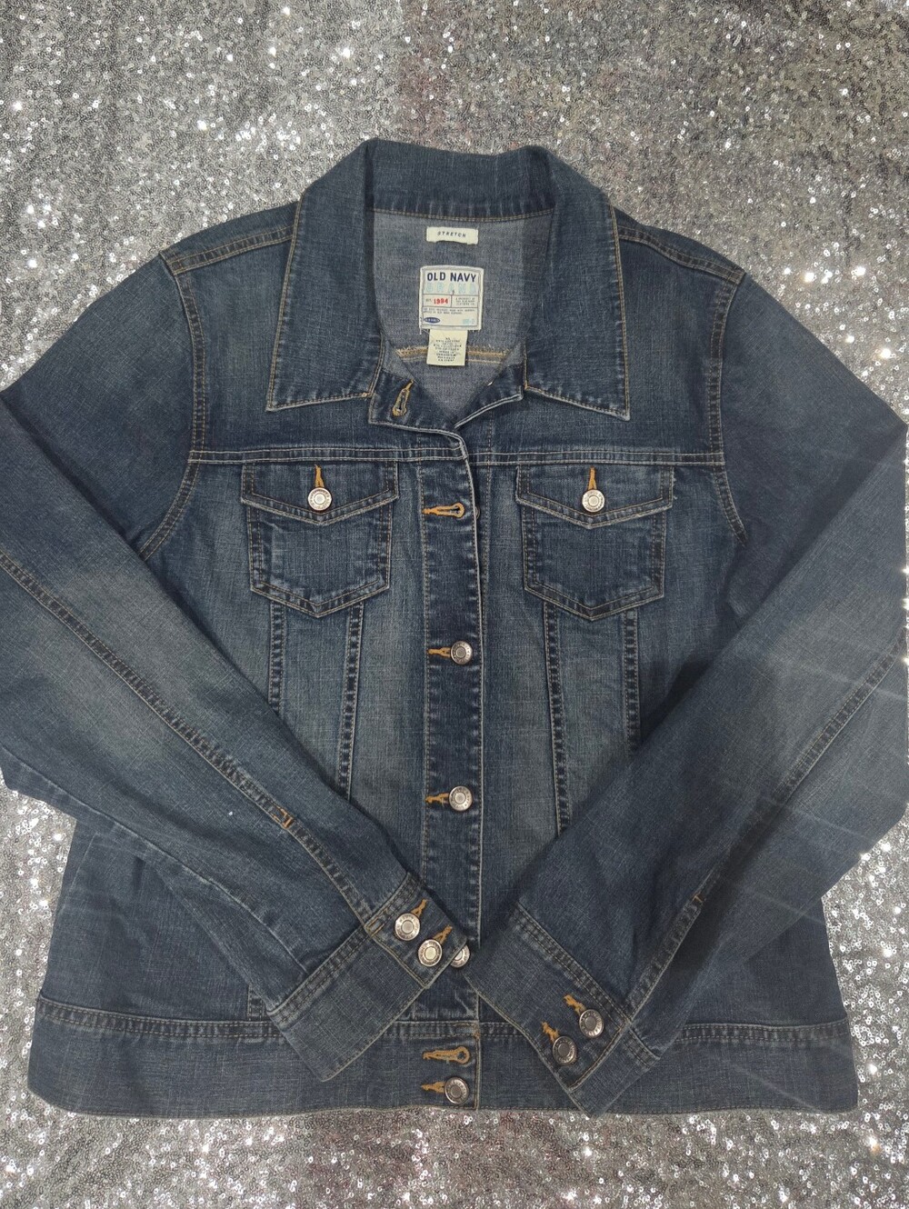 Old Navy Women's Dark Blue Denim Jean Jacket
